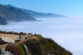 thick fog over the coast in california