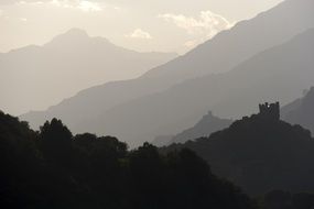 mountain profiles in the evening