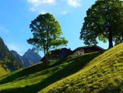 mountain huts in summer