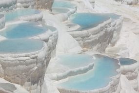 landscape of Ancient mineral pool in Turkey