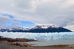 glacier at mountain lake, argentina, patagonia