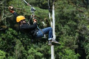 zip line in a mountain forest