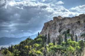 clouds over the mountains in Greece