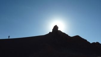 silhouette of a man in the mountains