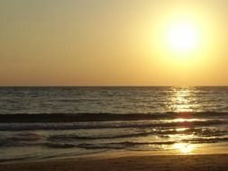 bright sunset over the coast