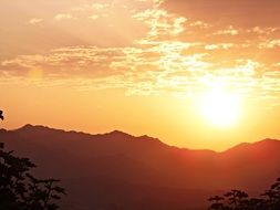 panorama of sunrise in the mountains