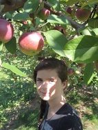 child about apple tree