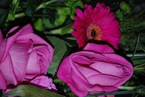 bouquet with roses and gerbera