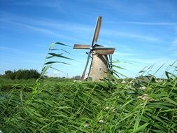 windmill on a green meadow in ireland