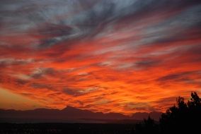 Red and orange sunset on a sky