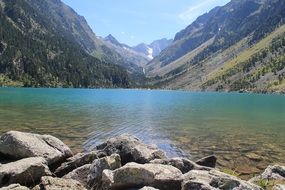 Gauby lake at the foot of the mountain