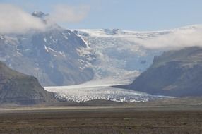 distant view of the glaciers in iceland