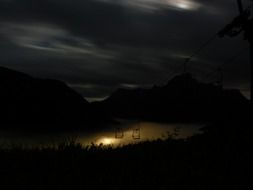 night photo of cableway in Lech, Austria