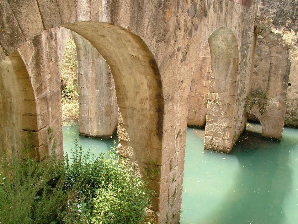 Beautiful columns with plants in water in Juasca de hidalgo in mexico