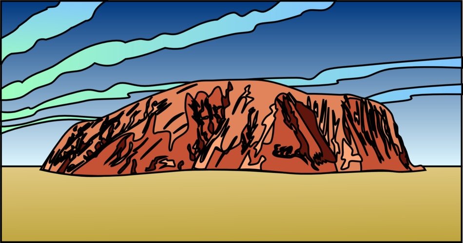 drawing of australian desert mountains