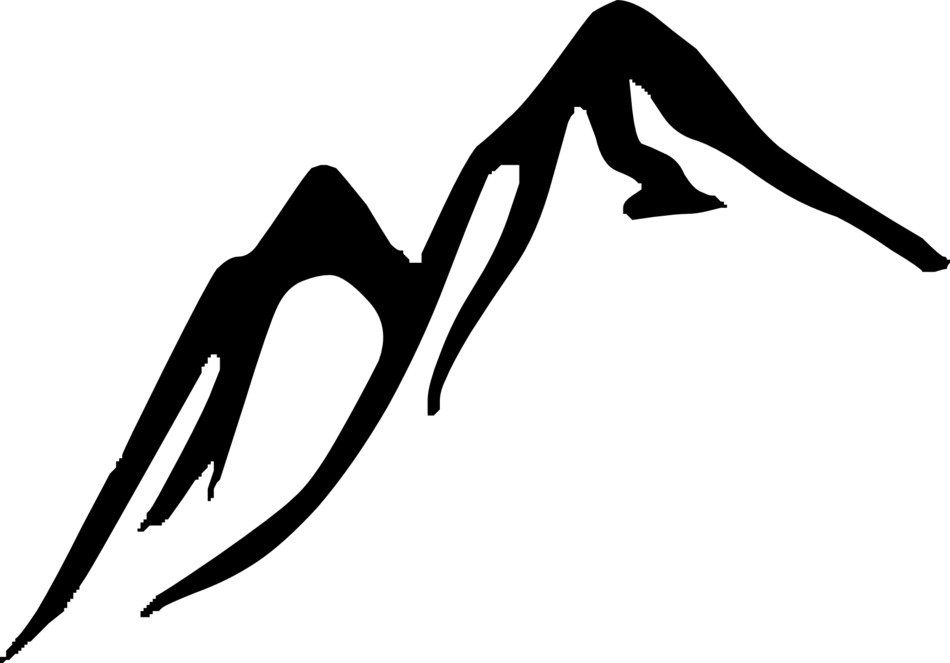 black drawing of mountains on a white background