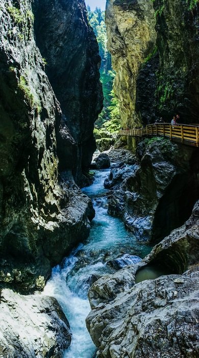 beautiful liechtensteinklamm gorge with river waters