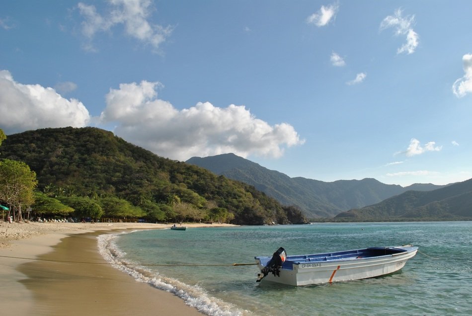fishing boat on the beach in colombia