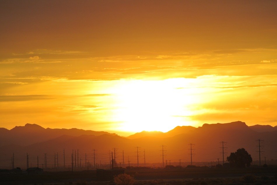 glow over the mountain at sunrise