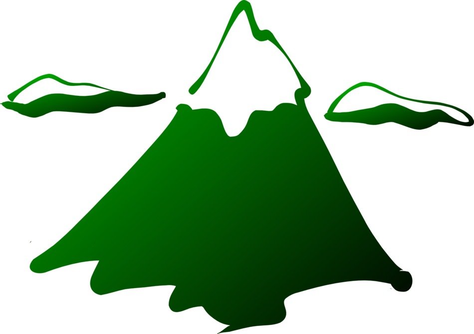 green volcano among the clouds as an illustration