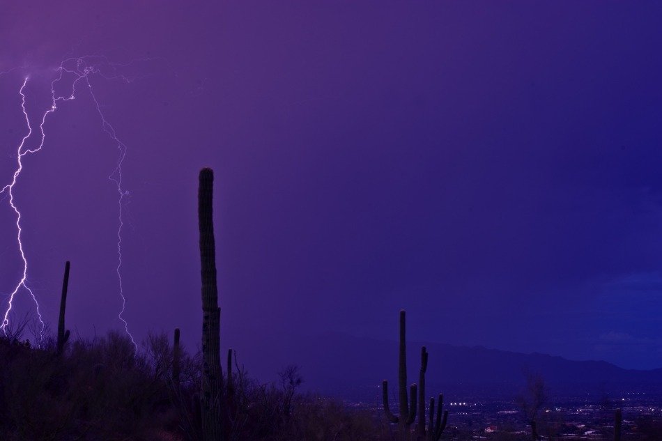 lightning in the purple sky