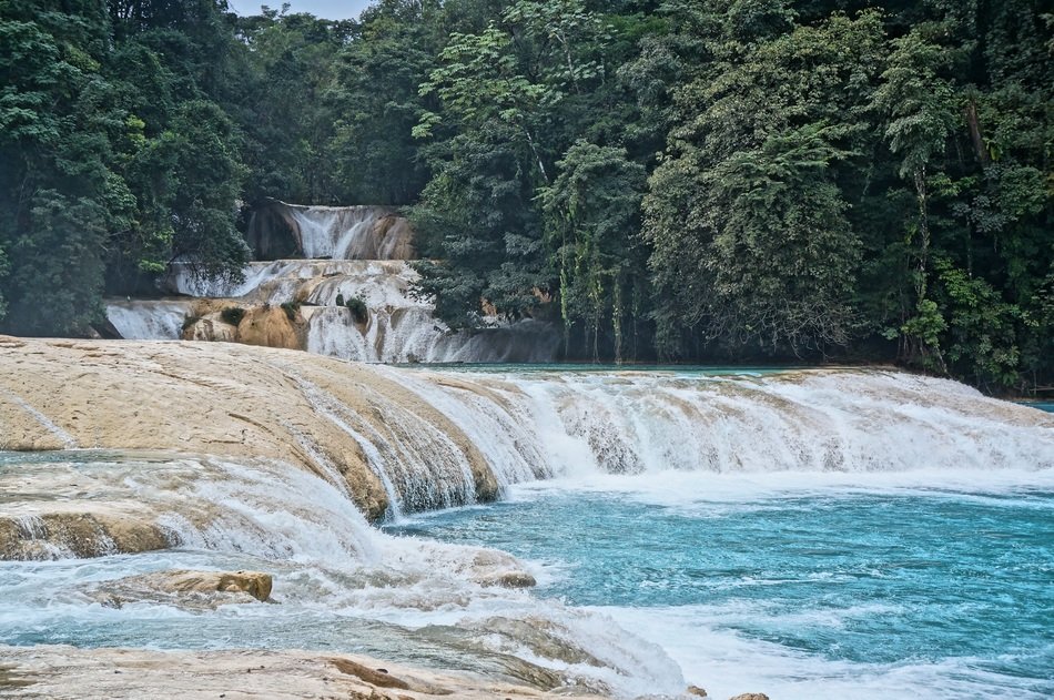 colorful landscape of the waterfall