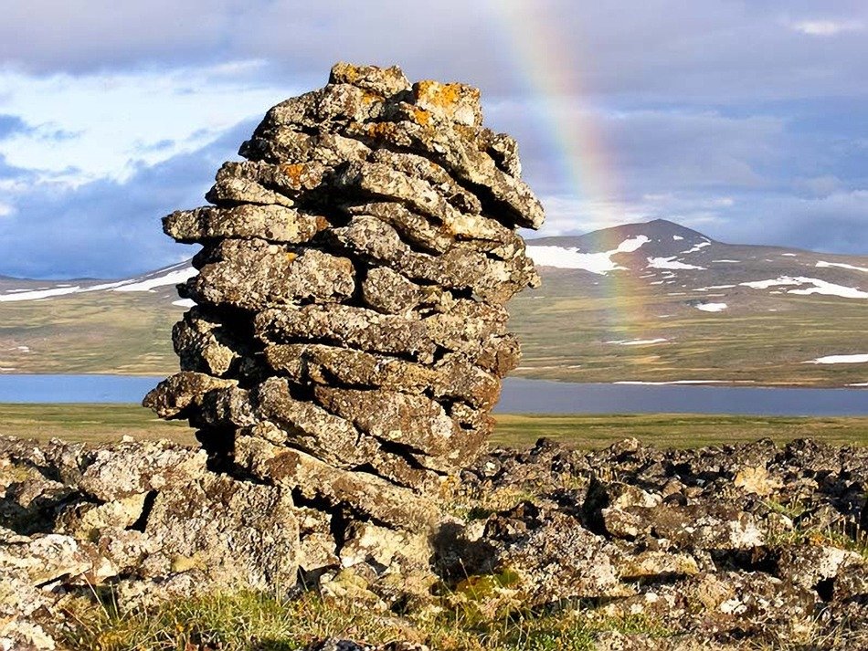rocks and rainbow in alaska