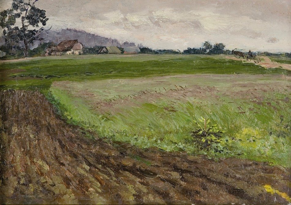 painted landscape of countryside by Nikolai Nikanorovich Dubovskoy