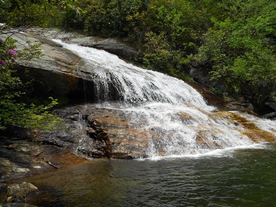 spring mountain waterfall in the forest