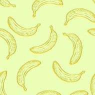 Vector Seamless Pattern of Sketch Bananas