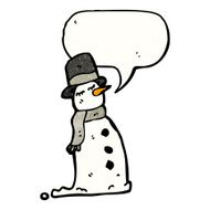 cartoon snowman with speech bubble N21