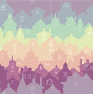 Colorful seamless pattern with old houses