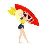 cartoon woman carrying canoe N14