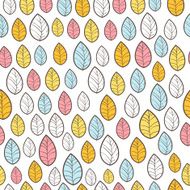 Leaves Seamless Background on white Hand drawn vector