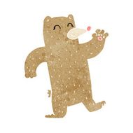 cartoon waving bear N19