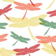 Seamless pattern with hand drawn silhouette dragonflies N6