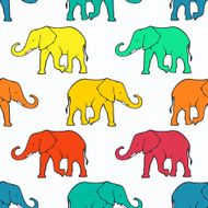 Seamless pattern with hand drawn decorative elephants