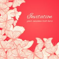 Greeting card template with hand drawn butterfies and place for N2