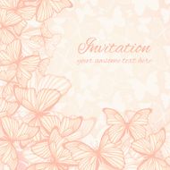 Greeting card template with hand drawn butterfies and place for N3