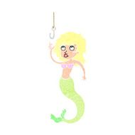 cartoon mermaid and fish hook N17