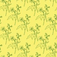 Seamless pattern with line drawing herbs N9