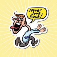 cartoon motivation sticker - never look back