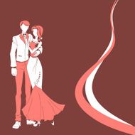 Wedding couple red vector