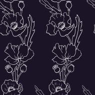 seamless vector pattern with poppy flowers N4