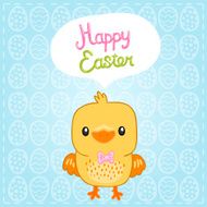 Happy Easter background with cartoon cute basket and eggs