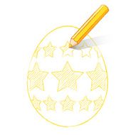 Yellow Pencil Shading Easter Eagg with Stars