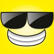 Vector Cute Cartoon Yellow Face With Sunglasses N2