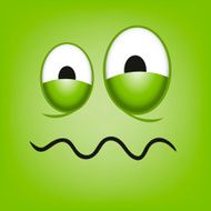 Vector Cute Cartoon Green Sick Face N2
