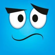 Vector Cute Cartoon Blue Confused Face