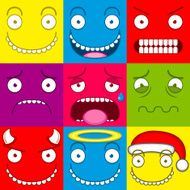 Vector Cartoon Set Of Different Cute Faces N3